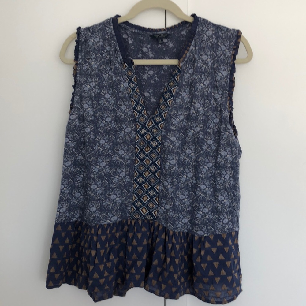 Luck Brand XL blue peplum tank